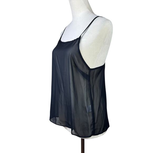 Pinch NWT Black Sheer Chiffon Textured Ruffle Long Sleeve Blouse w Camisole - Picture 12 of 15